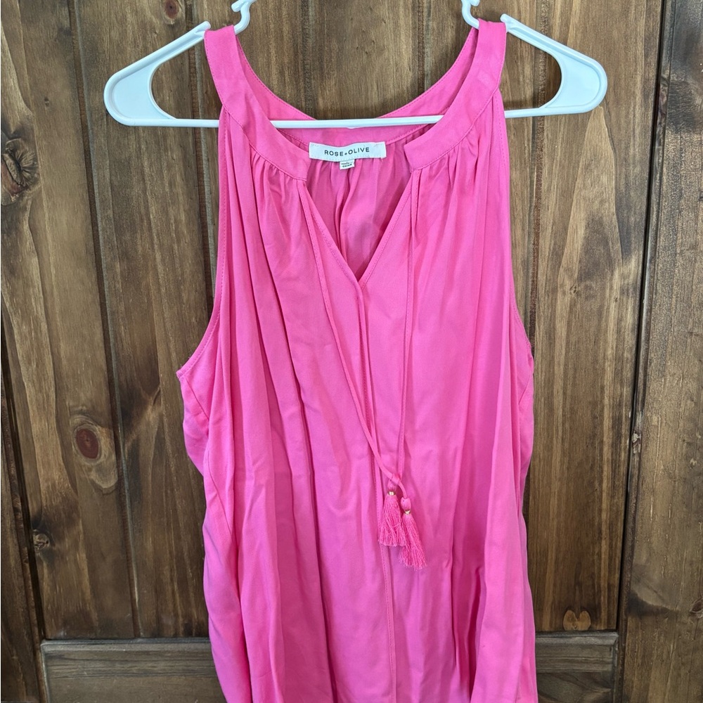 Rose & Olive Vibrant Pink Sleeveless Blouse
